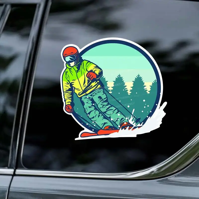

Ski Athlete Car Sticker Waterproof Vinyl Decal on Bumper Rear Window Laptop Self-adhesive Decal For Car Accessories SH511