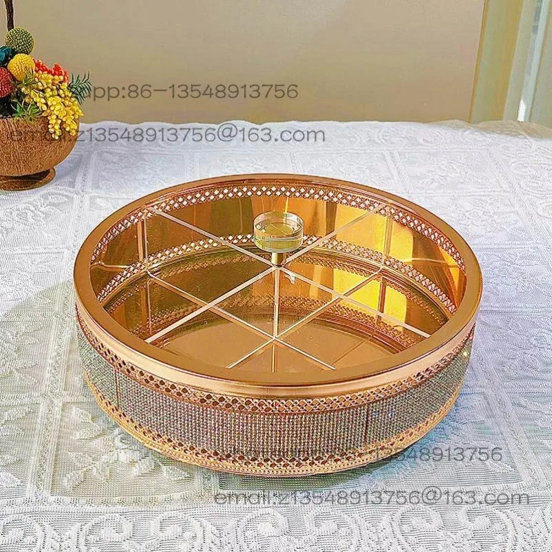 Rotating Four-grid Plate Light Luxury Home Living Room Coffee Table Candy Dried Fruit Biscuits Exquisite Storage Plate