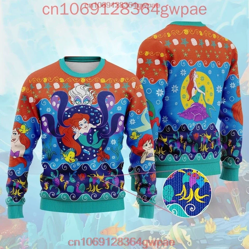 The Little Mermaid Ariel Christmas Sweater Men's Women's 3d Print Ugly Sweater Disney Casual Sweatshirt Ugly Christmas Sweater