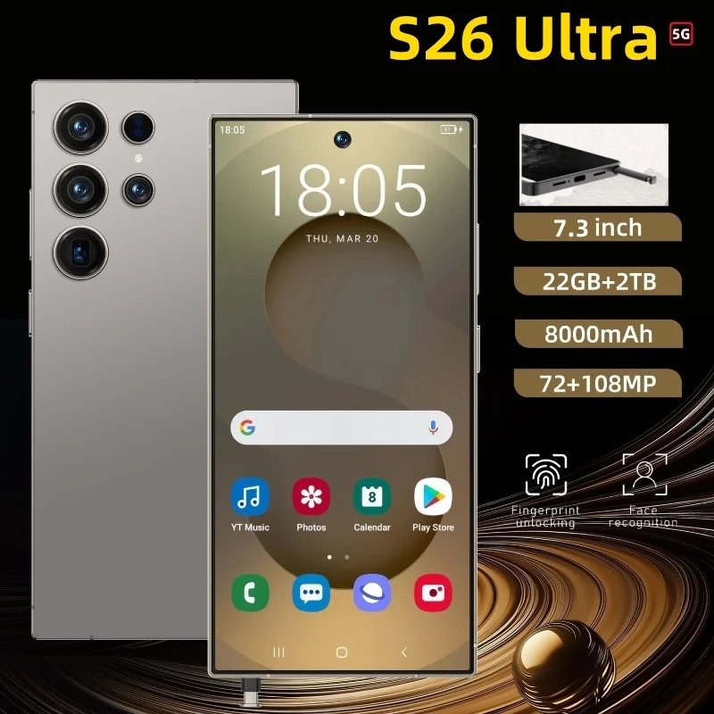 

HOT 2025 new S26 Ultra original intelligent 5G dual card dual standby Android 15 system global version phones 8000mAh battery