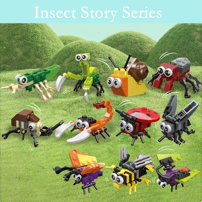 Insects Building Block Toy Realistic Animal Preschool Props Teaching Puzzle Bricks Blocks Education Assembly Toys For Kids Gifts