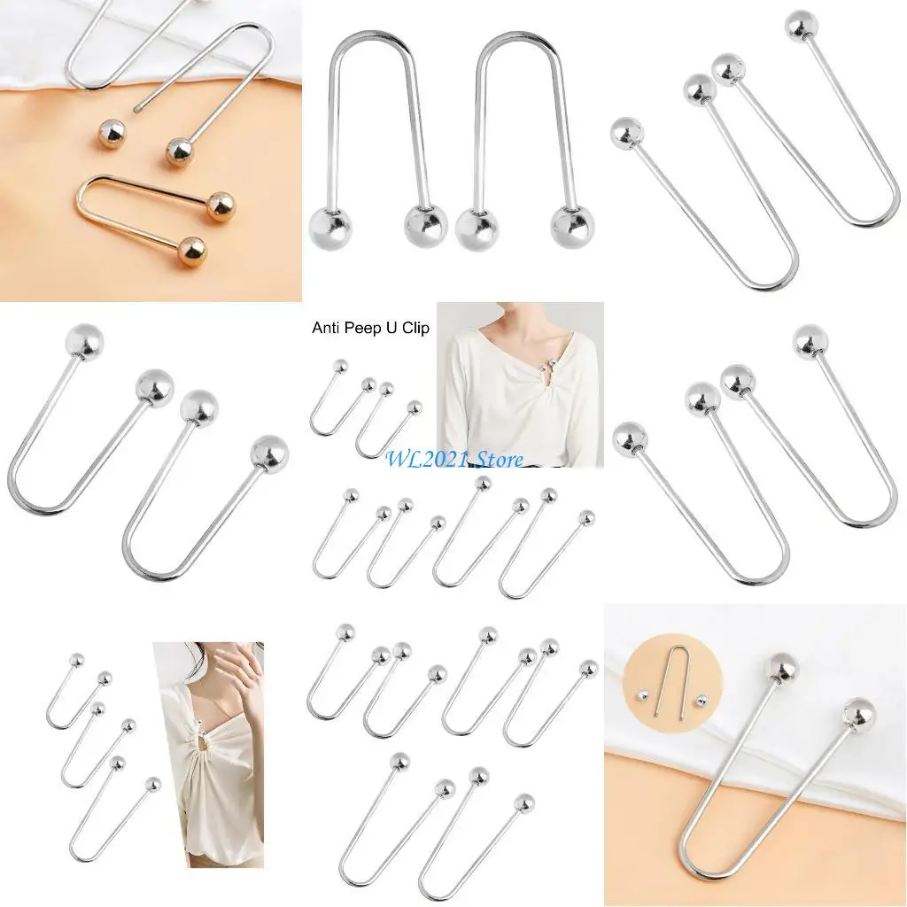 G5GC Multipurpose Metal Spirals Clasps Double Head Brooch 2Pieces Set Garment Fixing Button Clip for Parties and Office Wear