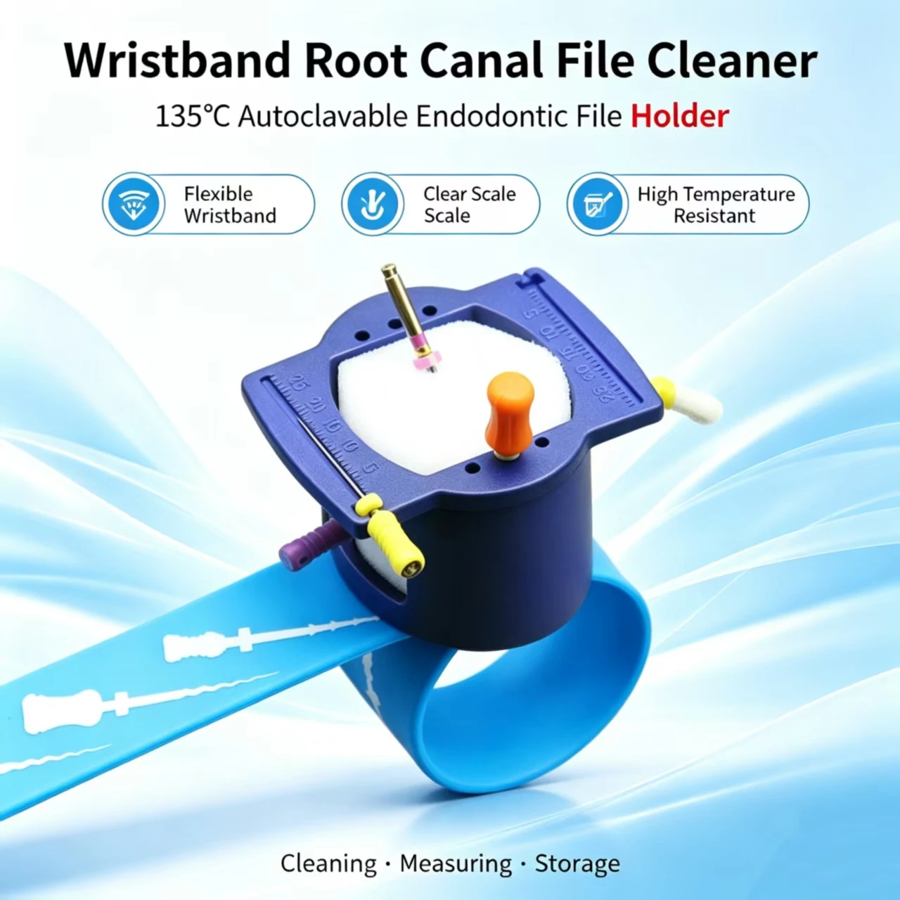 1Pcs Dental Root Canal File Place Cleaning Station Wrist-worn Disinfection Table Measurement Box Sponge Materials Oral Nursing
