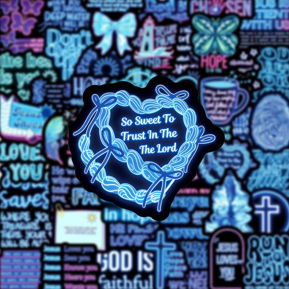 

10/30/50pcs Cute Bible Phrase Aesthetic Stickers Motivational Quotes Cartoon Graffiti Sticker for Skateboard Phone Sticker Packs