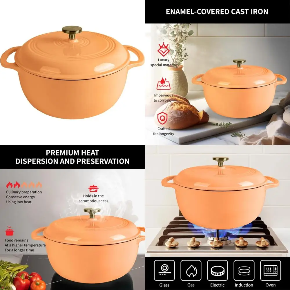 فرن هولندي من الحديد الزهر بيضاوي غير لاصق بسعة 2 لتر لخبز الخبز - مثالي للعشاء المخمر والرغيف والمزيد #1