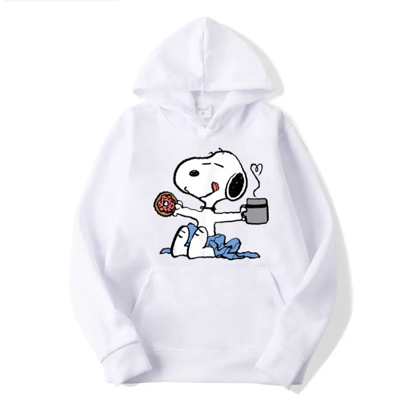 Peanuts - Donut Coffee Snoopy Men Hoodie Cartoon Fashion Women Oversized Sweatshirt Tops Autumn Winter Couple Pullover Clothing