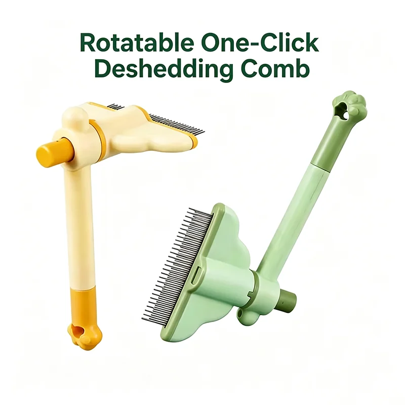 Rotatable Pet Hair Remover Comb One Button Self‑cleaning Dog Cat Brush Massage Grooming Comb For Dogs Cats Pet Hair Removal