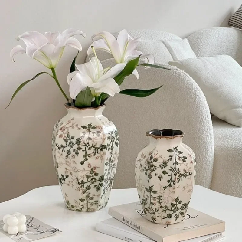 Ceramic Vase Water Nourishing Flower Arrangement Vase Handmade Art Flower Pot Planter Room Table Decoration Home Supplies Gift