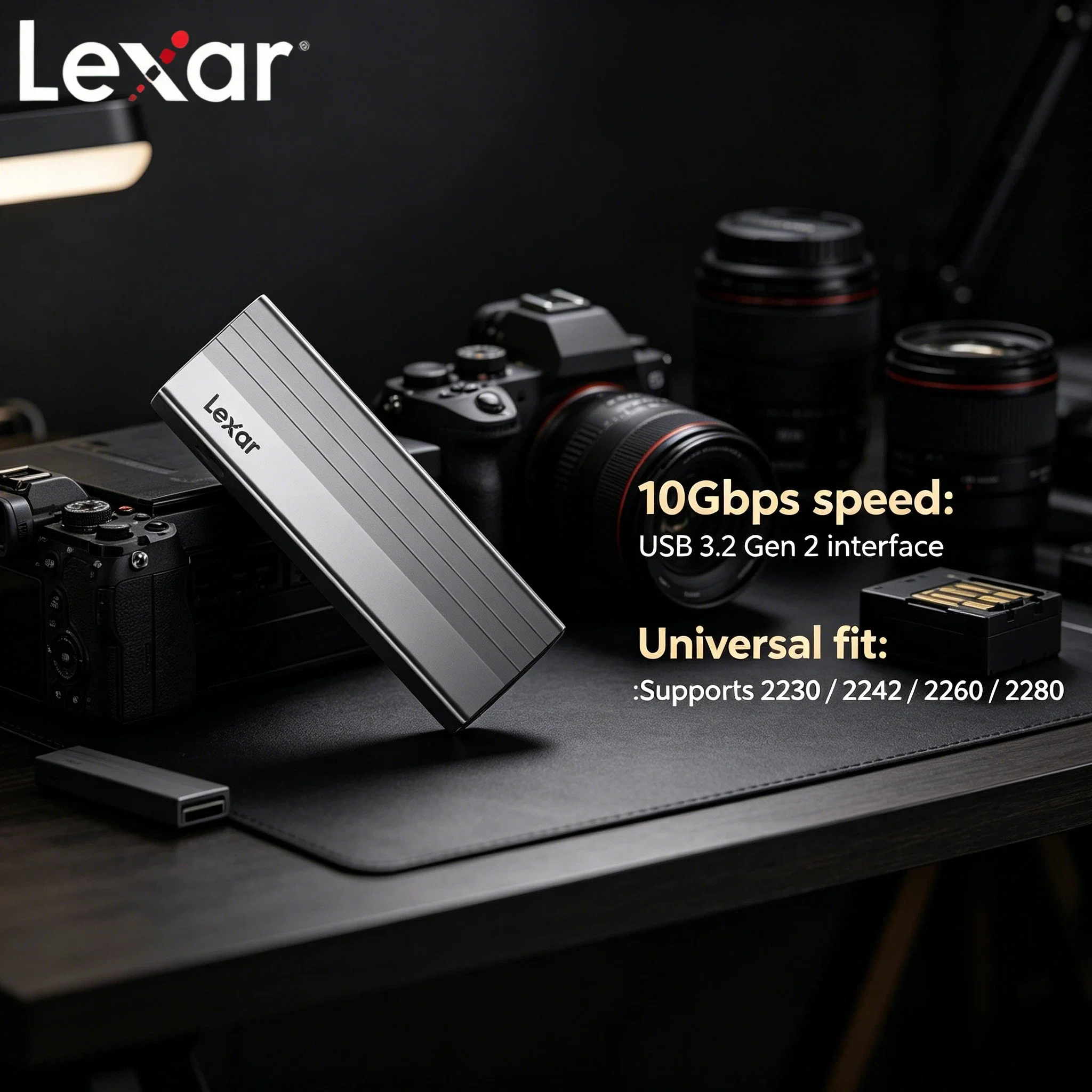 case-externo-para-ssd-lexar-original-e300-m2-usb-32-gen-2-tipo-c-para-ssd-nvme-2230-2242-2260-2280-ultra-4k