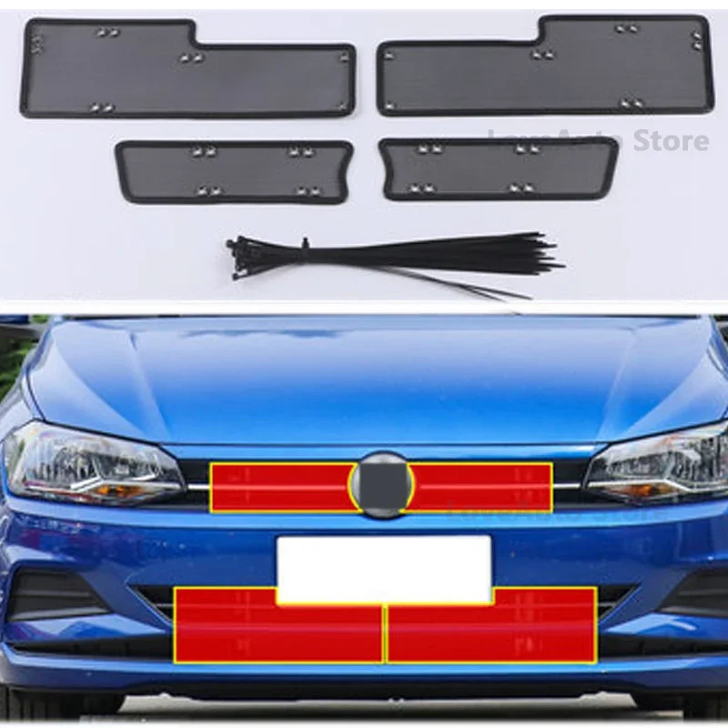 

For VW POLO 2016-2022 Car Front Insect Screening Mesh Golden Steel Front Grille Insert Net Golden Steel Accessories