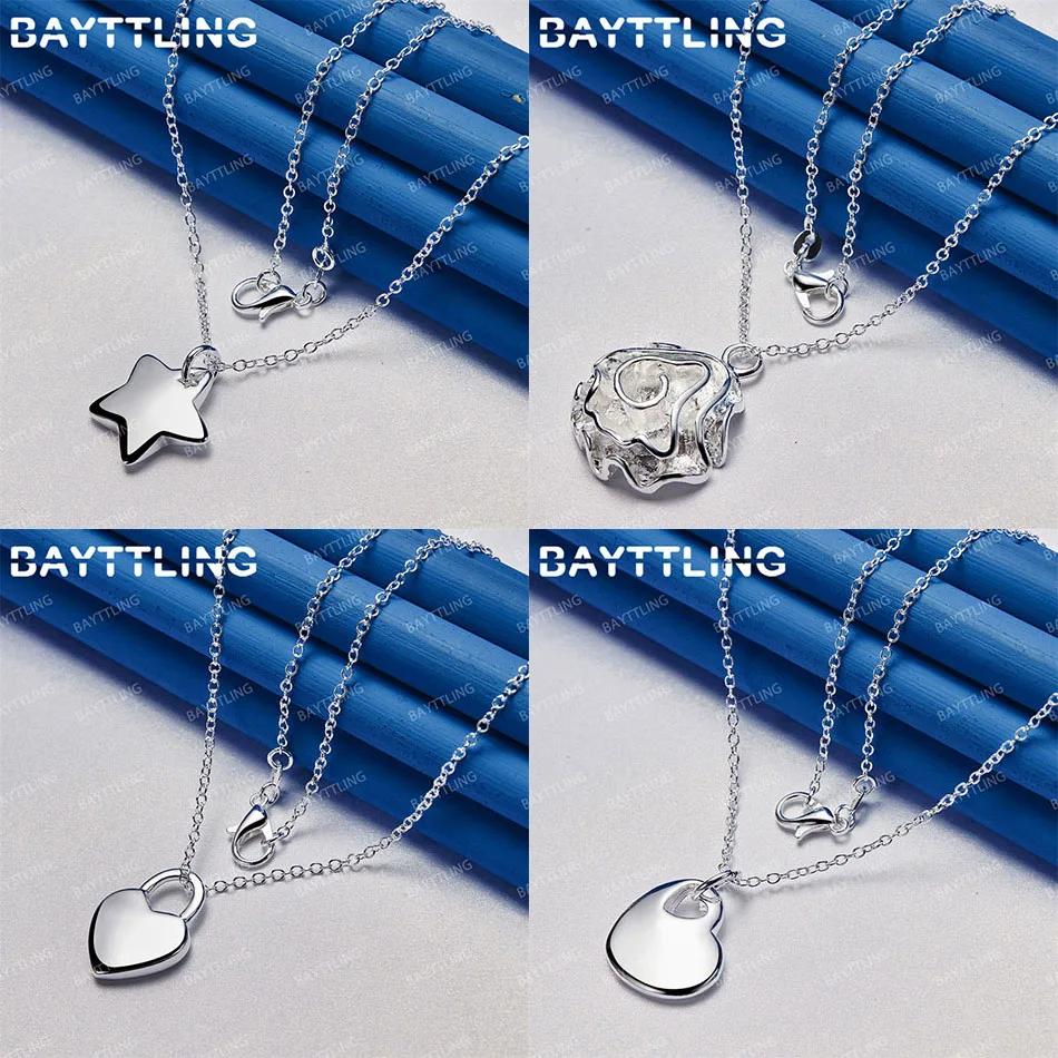 

Elegant 925 Sterling Silver 16-30 Inch Beautiful Rose Flower Star Pendant Necklace Women Accessories Jewelry Wedding