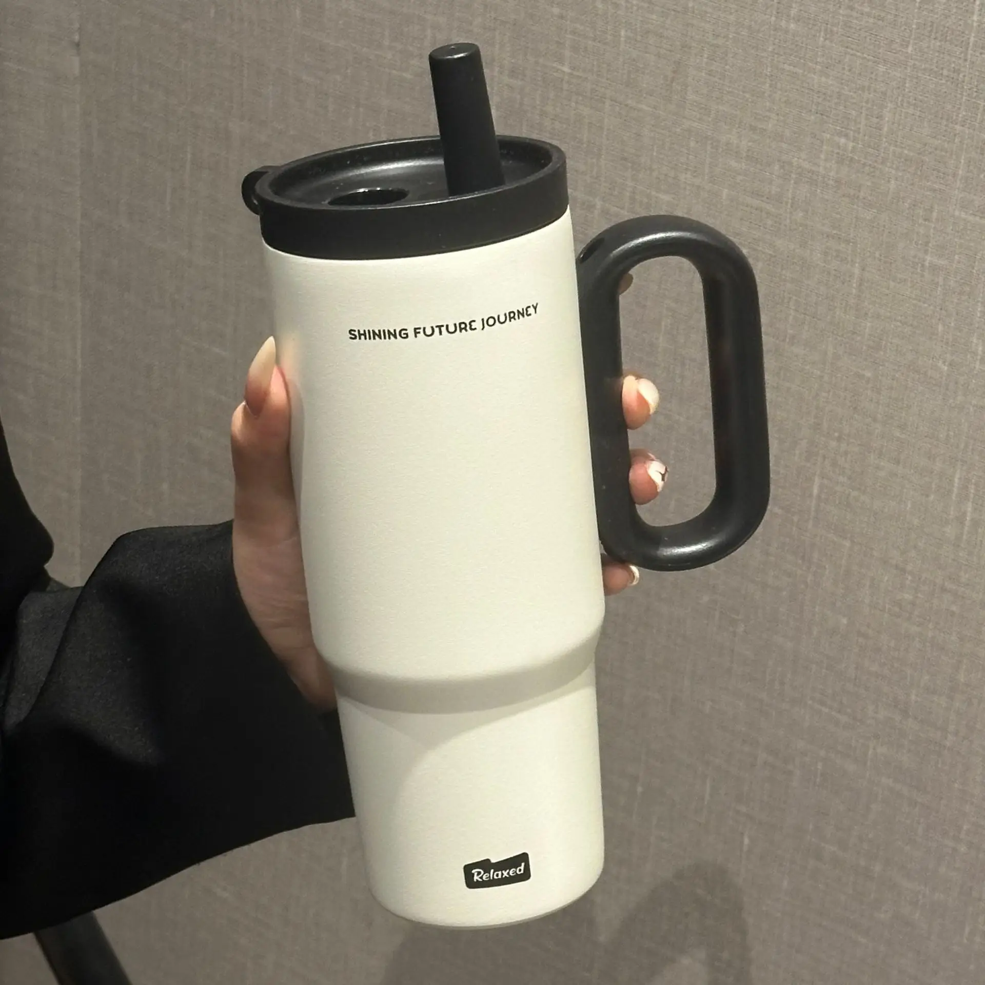 720ML Stainless Steel Thermos Cup with Straw & Handle Ice Coffee Drink Vacuum Insulated Cup Car Travel Outdoor Water Bottle