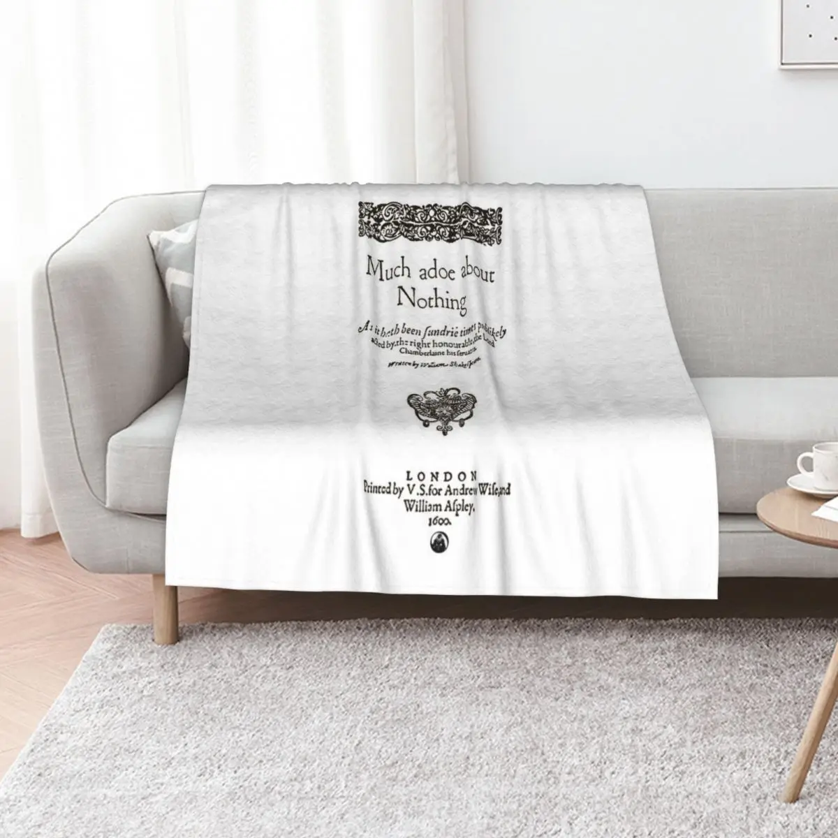 Shakespeare Much Ado About Nothing Frontpiece - Simple Black Version Throw Blanket Shaggy Plush bed plaid Cute Plaid Blankets
