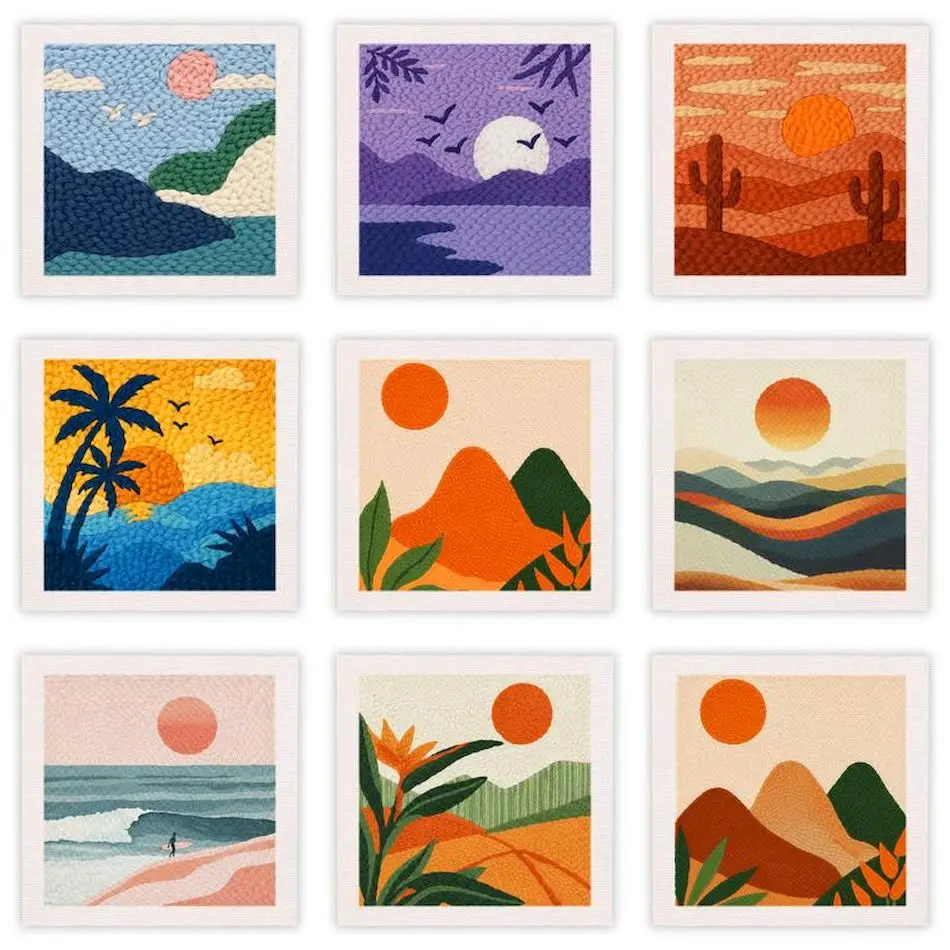 

GATYZTORY punch embroidery needle Sewing kit Embroidered patches scenery 25x25cm crafts for adults crafts supplies adults Sewing