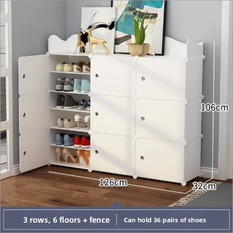 Multi-functional Simple shoe cabinet dustproof combined household plastic shoe rack small household multi-layer storage cabinet