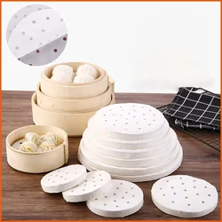 50/100Pcs Air Fryer Steamer Liners Premium Perforated Wood Pulp Papers Non-Stick Steaming Basket Mat Baking Utensils for Kitchen