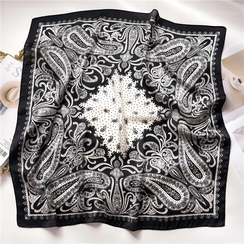 70 Cm Haar Print Zijde Koel Gevoel Sjaal Voor Vrouwen Mode Stropdas Handtas Foulard Pols Hoofddoek Sjaal Wraps Hajib lady - afbeelding 1