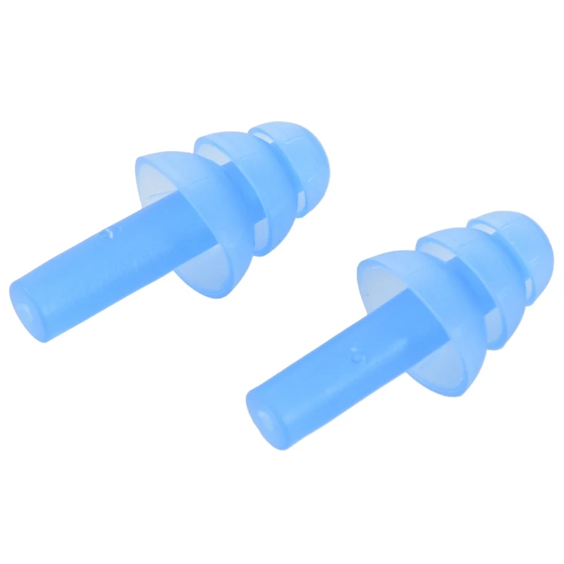 2 Pair Swimming Dive Flexible Silicone Ear Plugs Earplug Blue