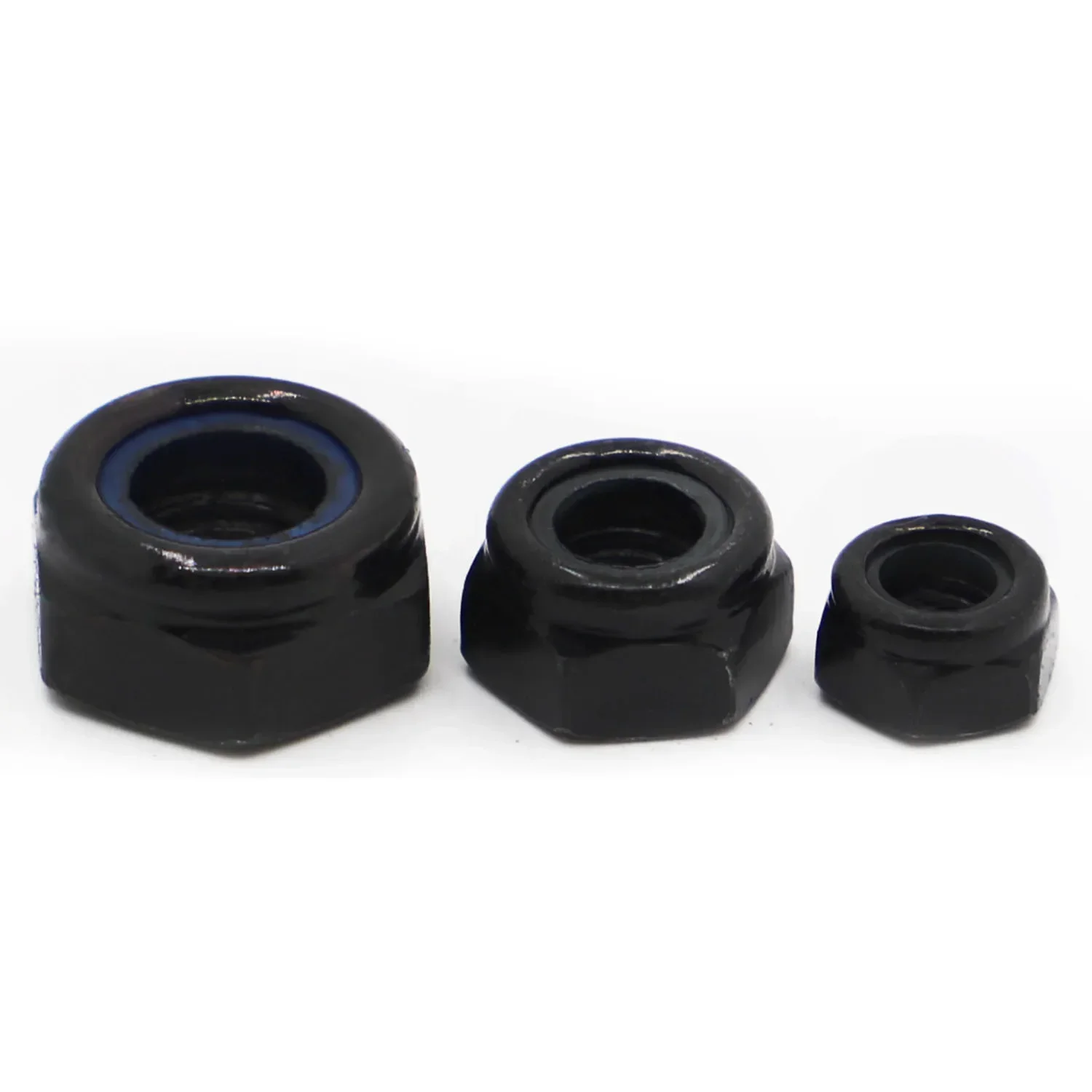 M2 M2.5 M3 M4 M5 M6 M8 M10 M12 Black Carbon Steel Nylock Locknut Hex Nylon Insert Self Lock Nut DIN985