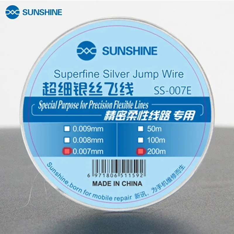 SUNSHINE SS-007E Superfine Silver Jump Wire 0.007mm 0.009mm for Precision flexible circuits Battery Touch ID PCB Repair Tools