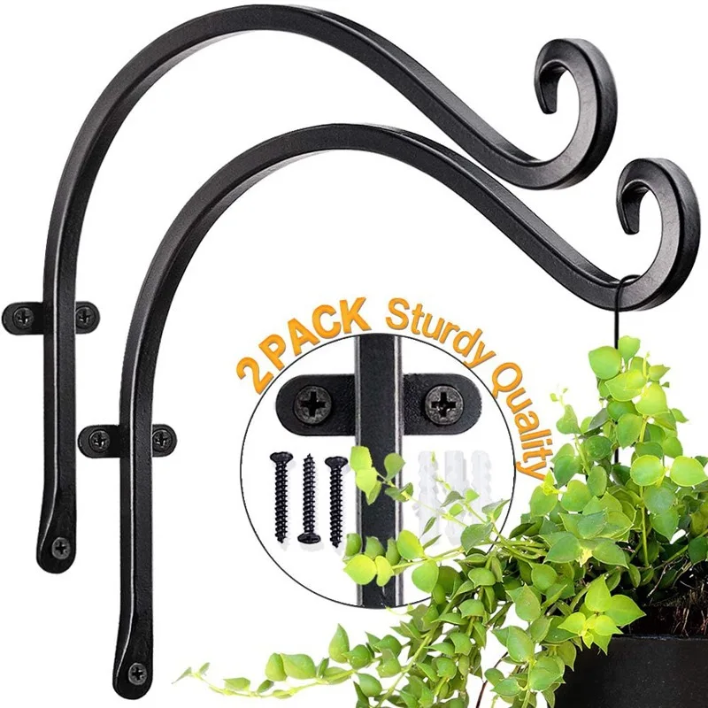 2 Pack 12 Inch Hanging Plant Bracket Wall Hooks Decorative Plant Hangers  for Outdoor Bird Feeders, Wind Chimes Plant Baskets - AliExpress 15