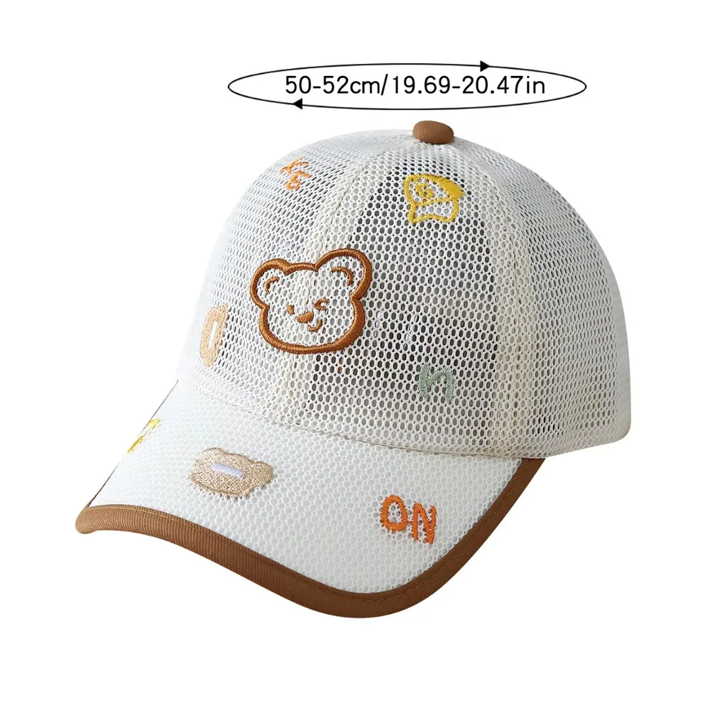 Cartoon Bear Baby Baseball Cap Adjustable Velcro Embroidered Kid Sun Hat Lightweight Mesh Breathable Peaked Caps Boys Girls view 6