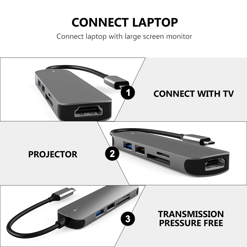 

Aluminum Alloy Type-C USB Hub Dock -in-1 Multi-Port Adapter Usb3.0 Usb2.0 4K Video Output Portable Data Hub for Laptop