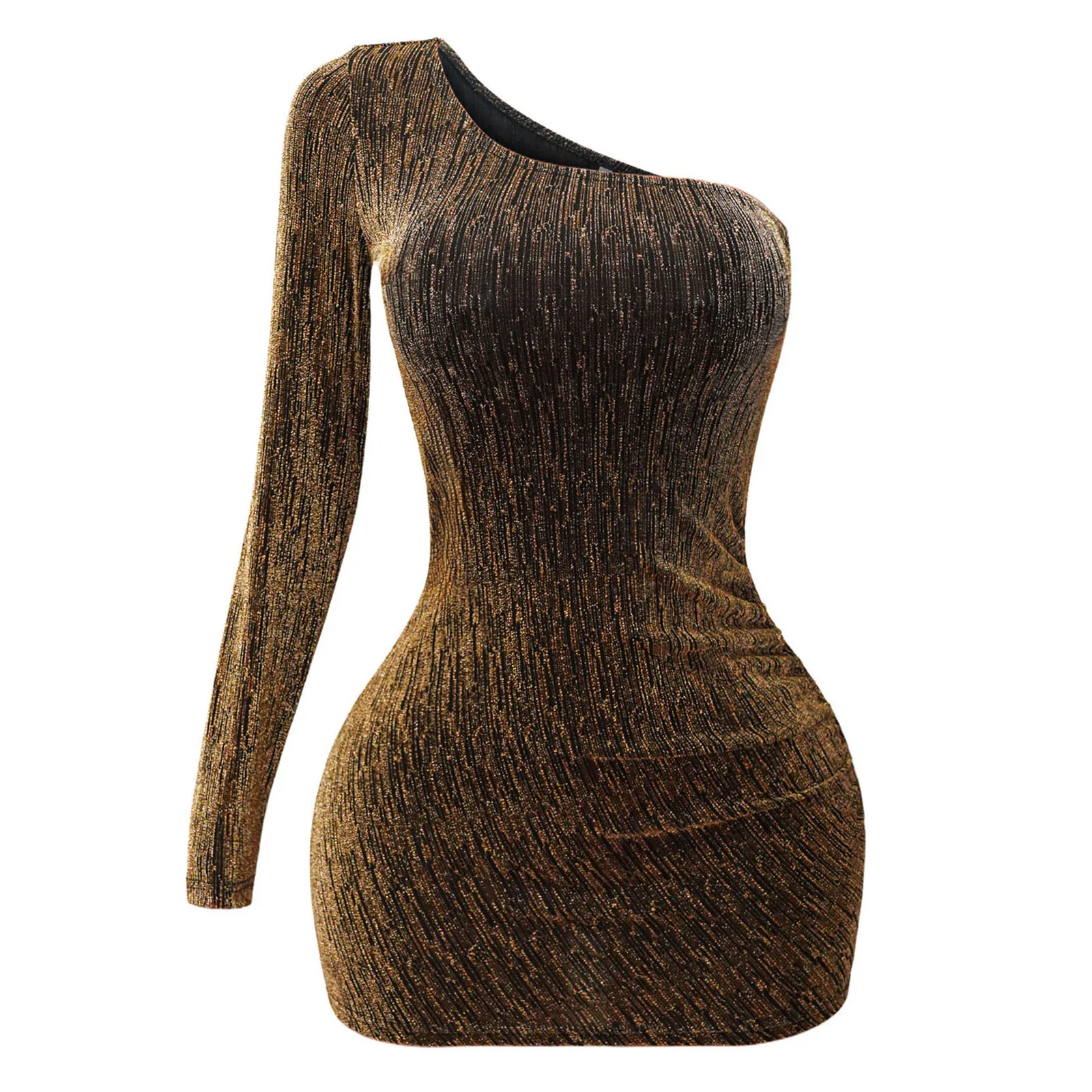 

Womens Glittery Asymmetrical Bodycon Mini Dress One Shoulder Long Sleeve and Sleeveless Bodycon Party Dress for Cocktails Proms