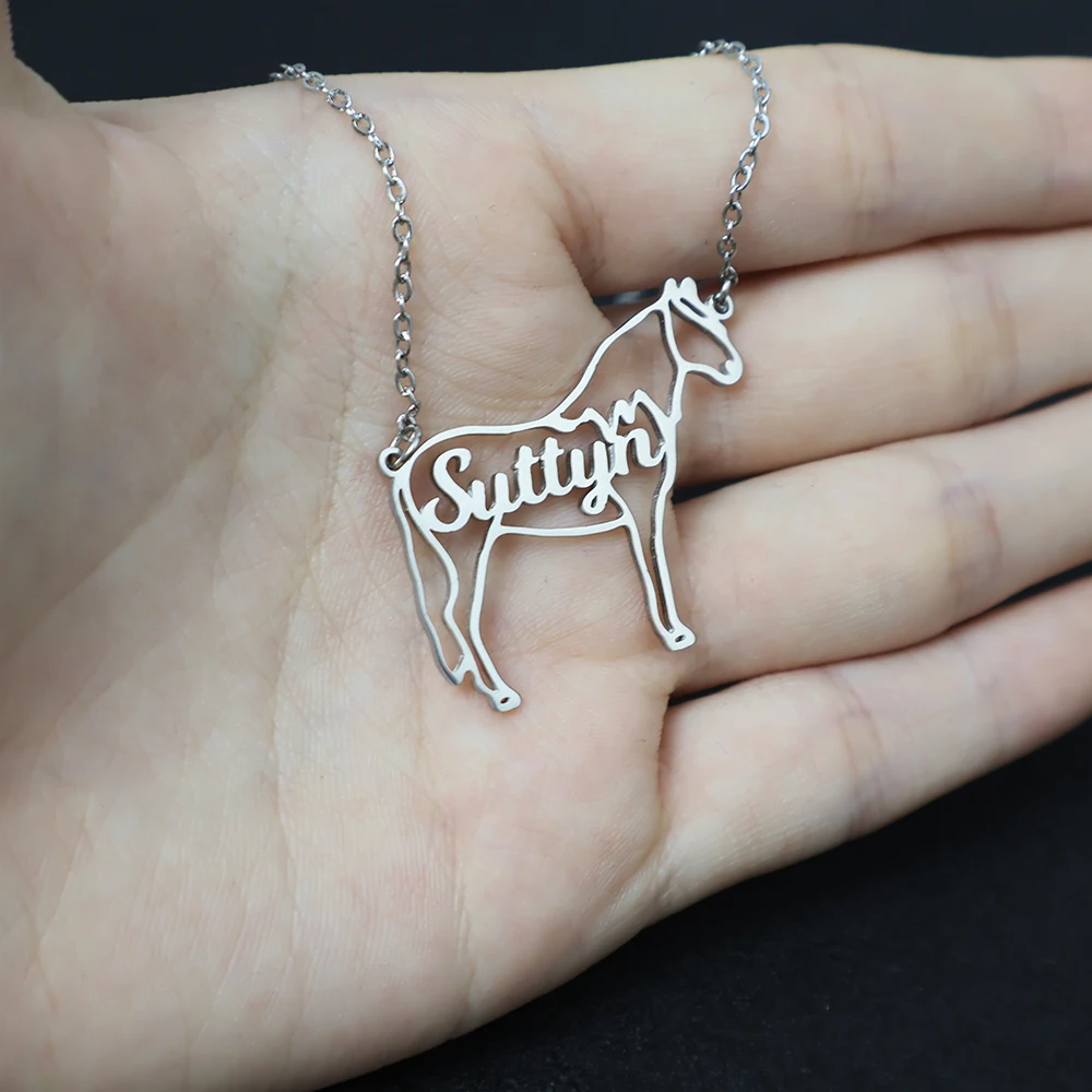 Exquisite Stainless Steel Personalized Customized Name Animal God Horse Jewelry Gift Necklace for Horse Lovers