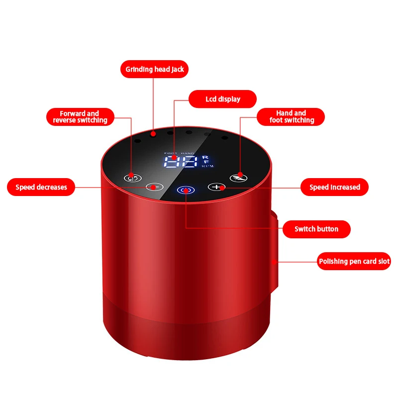 Taladro de uñas profesional de 35000 RPM, lima de uñas eléctrica para manicura y pedicura con pantalla táctil LCD, poco ruido y alta velocidad