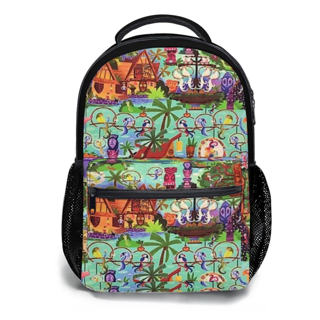 

New Fashionable The ORIGINAL Enchanted Tiki Room Collage Backpack Bag Large Capacity Trendy Book Bag17inch