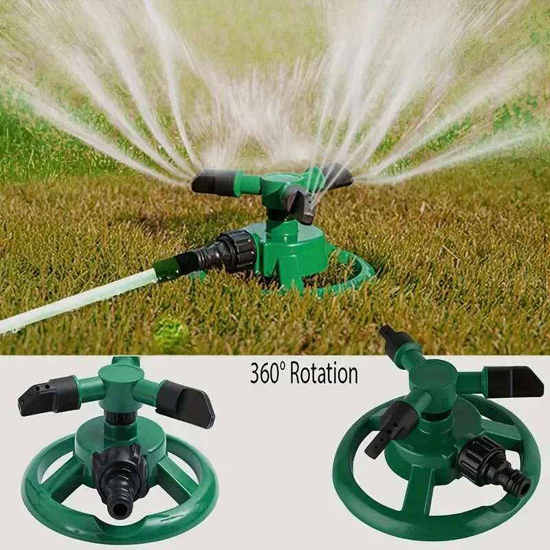 Garden Sprinkler ° 3-Arm Rotating Automatic Lawn Water Nozzles System  Garden, Farm, Vegetable Field, Watering Equipment