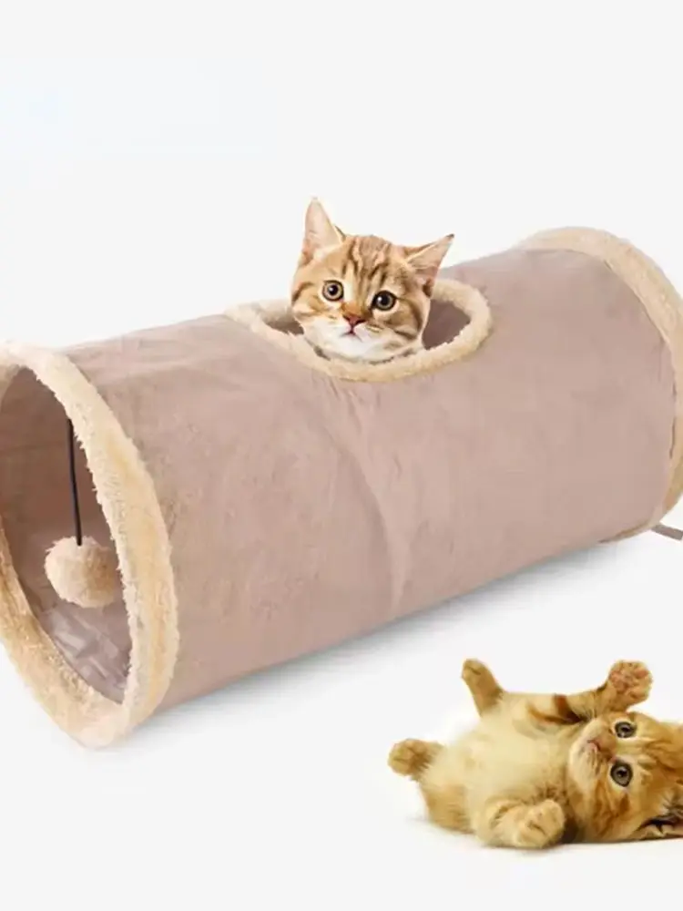 Plüsch-Katzentunnel Faltbarer Wildleder-Kanal Spielzeug für Selbstbeschäftigung und Entspannung Katzenspielzeug Geeignet für Katzen zum Spielen zu Hause