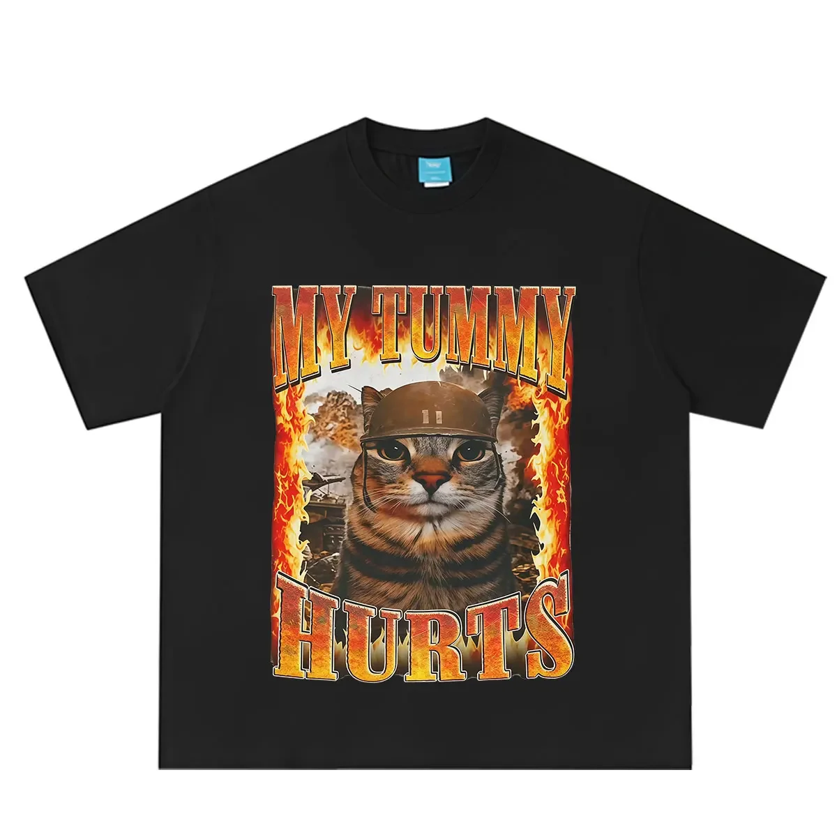 My Tummy Hurts Funny Cat Meme Graphic T-shirtsWomen Fashion T Shirt Summer Oversized Loose Casual  Vintage T-shirts