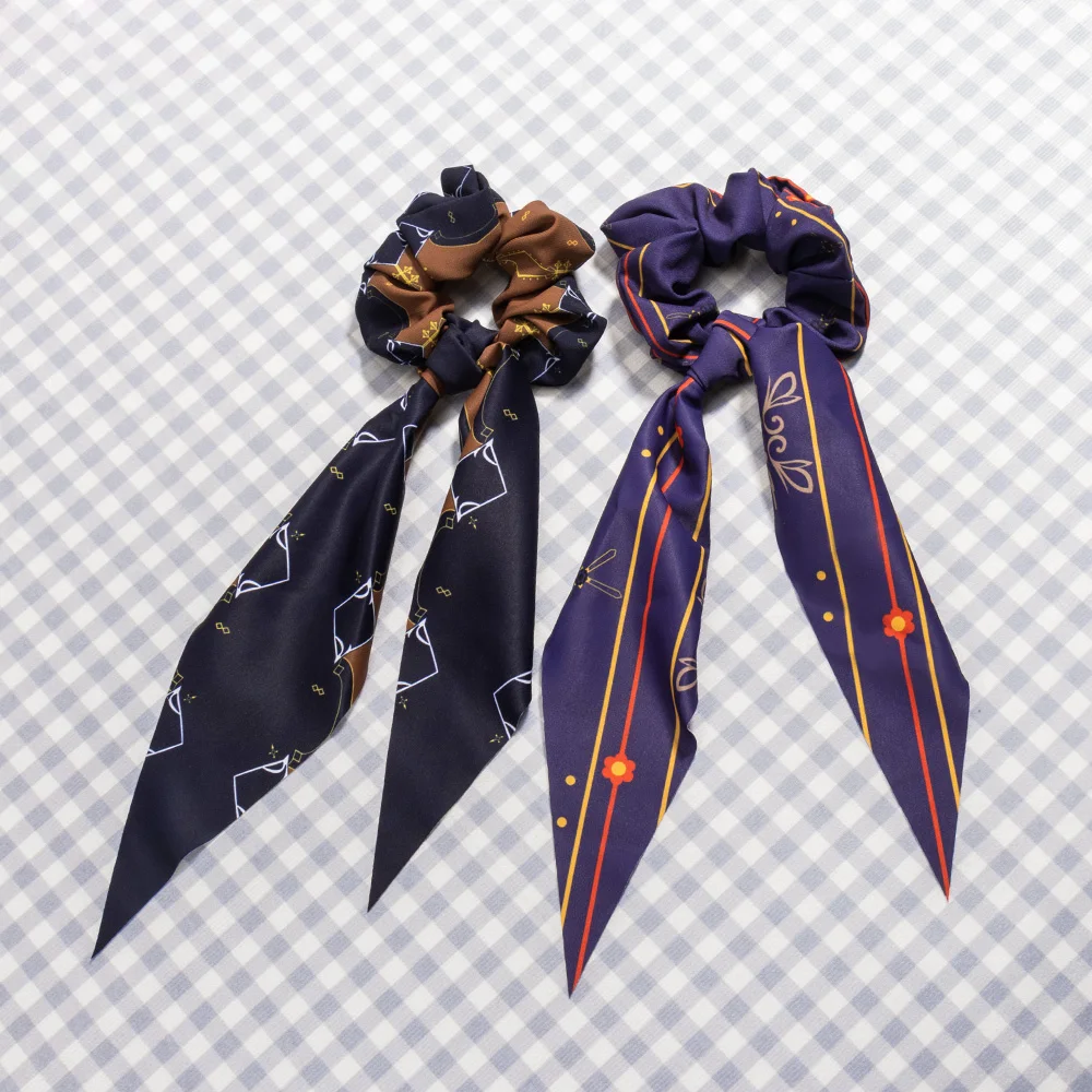 Anime Cosplay Hair Ribbon Baal Hu Tao Ganyu Zhongli Xiao Fashion Scrunchies Hair Accessories Girl Costume Props