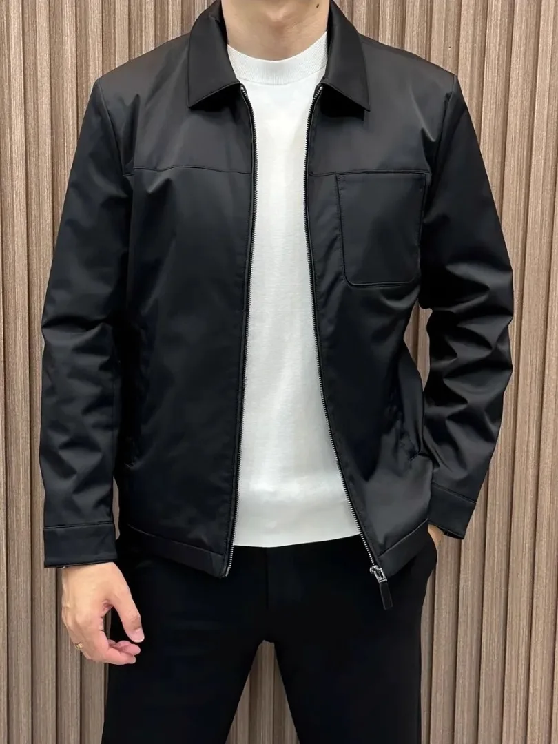 

Мужская повседневная куртка-жакет в стиле пэчворк с воротником, осенне-зимняя, модная, антимикробная, приталенная, с длинными рукавами, на молнии