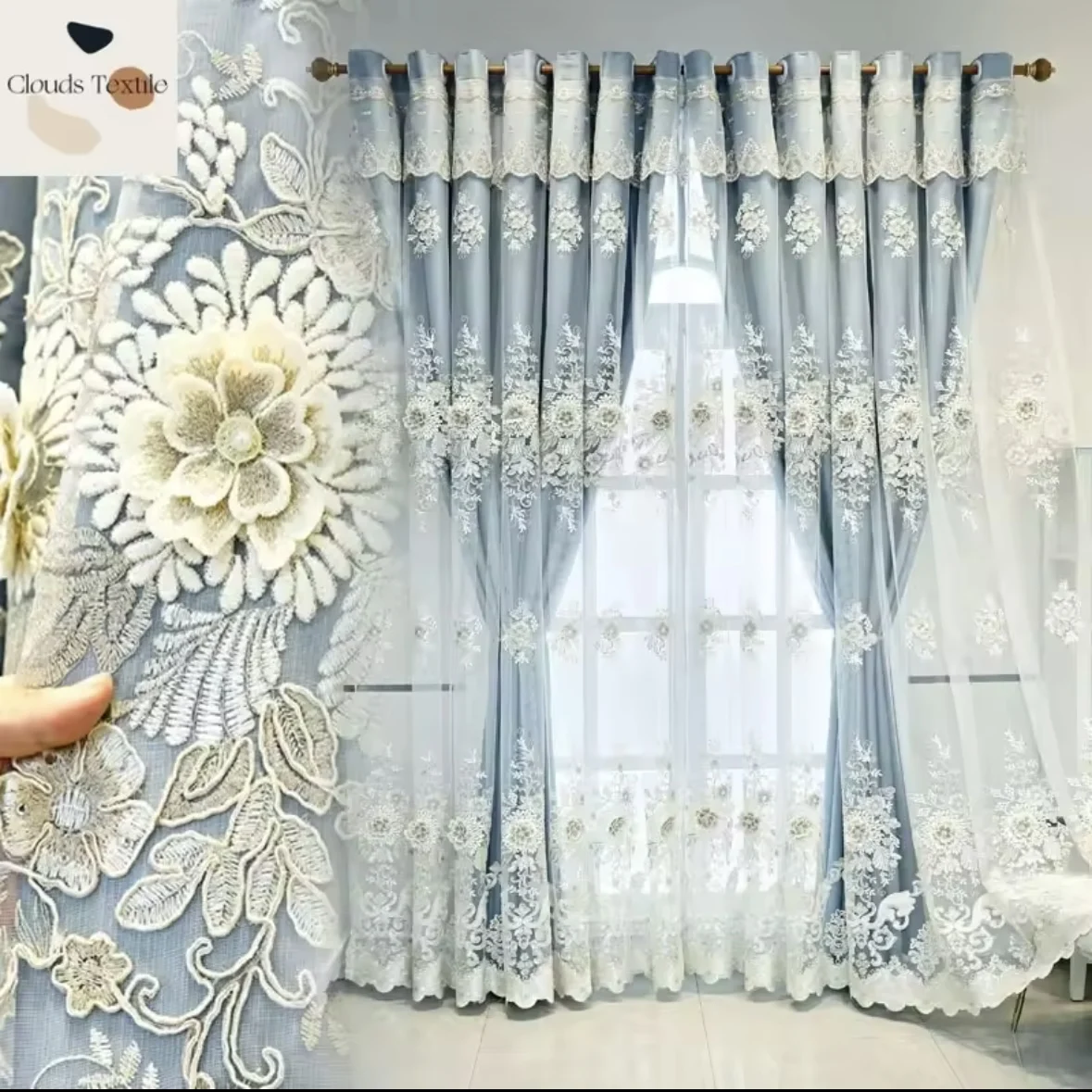 Curtain:  1.5 meter  width, 2.5 meter height, 2 pieces