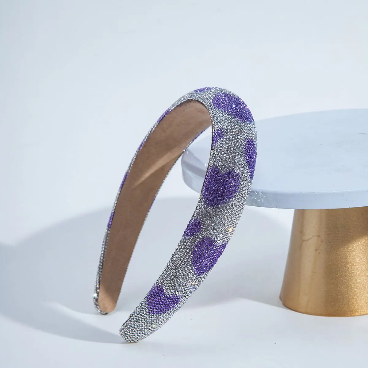 Fascia per capelli imbottita in spugna con strass a forma di cuore barocco Accessori per capelli per adulti Gioielli per capelli