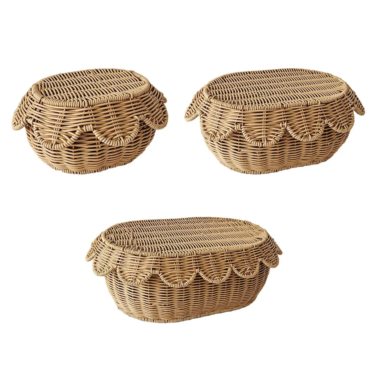 Woven Bread Basket Imitation Rattan Fruit Basket for Kitchen Home Restaurant