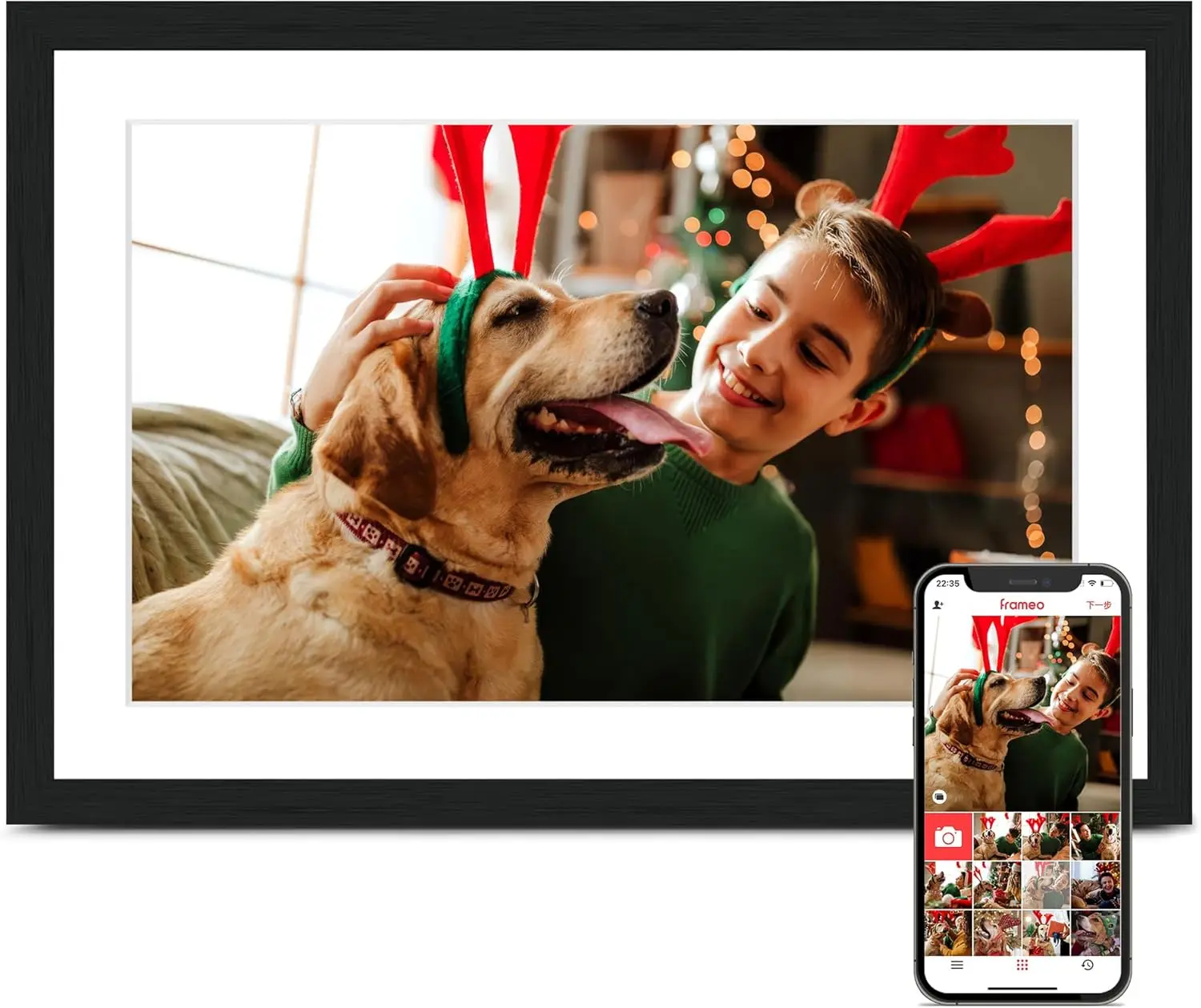 10.1 Inch WiFi Digital Picture Frame, Frameo Touch Screen, 1280x800 IPS, Auto-Rotate, 32GB, Share Videos & Photos, Gift for Family