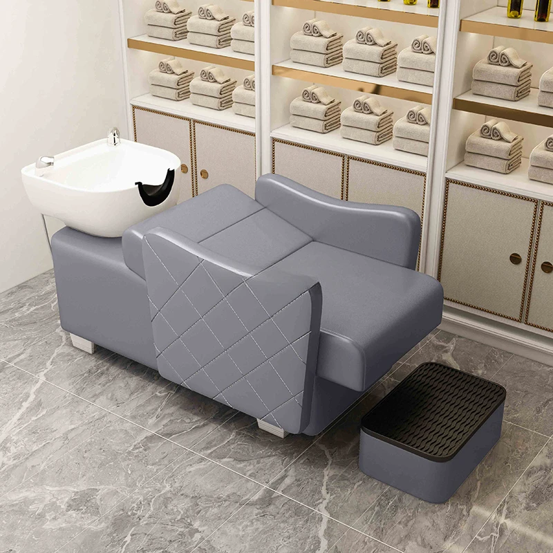 Lavabo de cerámica impermeable para barbería, estación de lavado de cabello, cama de lavado