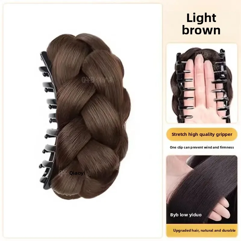 Knotless نسج الشعر ذيل حصان تمديد الألياف الآسيوية مضفر كعكة هيربيسي شعر مستعار Chignon إكسسوارات الشعر وصلات شعر