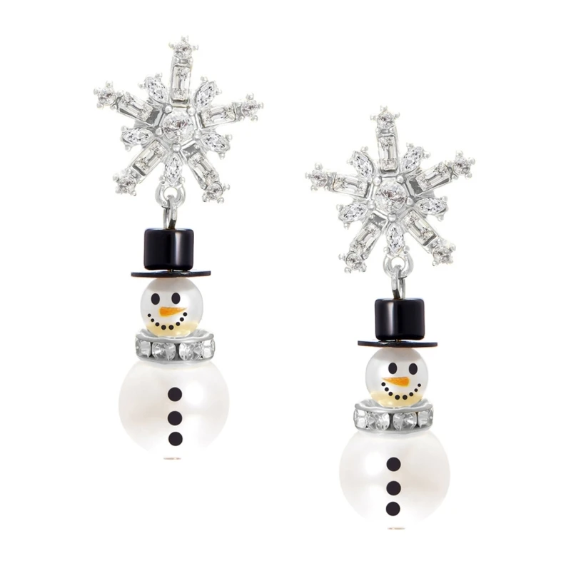 

Women's Christmas Snowman Hoops Earrings With Crystals Christmas Jewelry Dropship