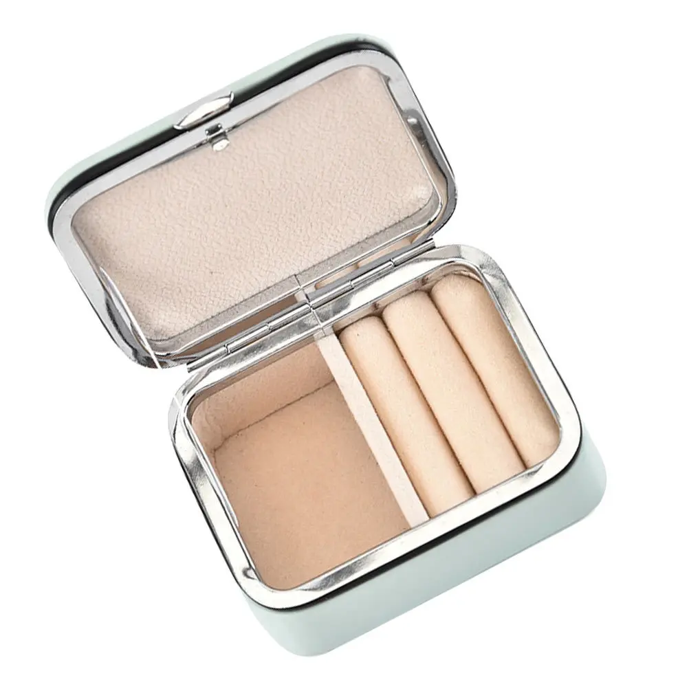 Portable Jewelry Organizer Box PU Material Small Jewelry Storage Case Travel Necklace Ring Earrings Holder Desktop Box
