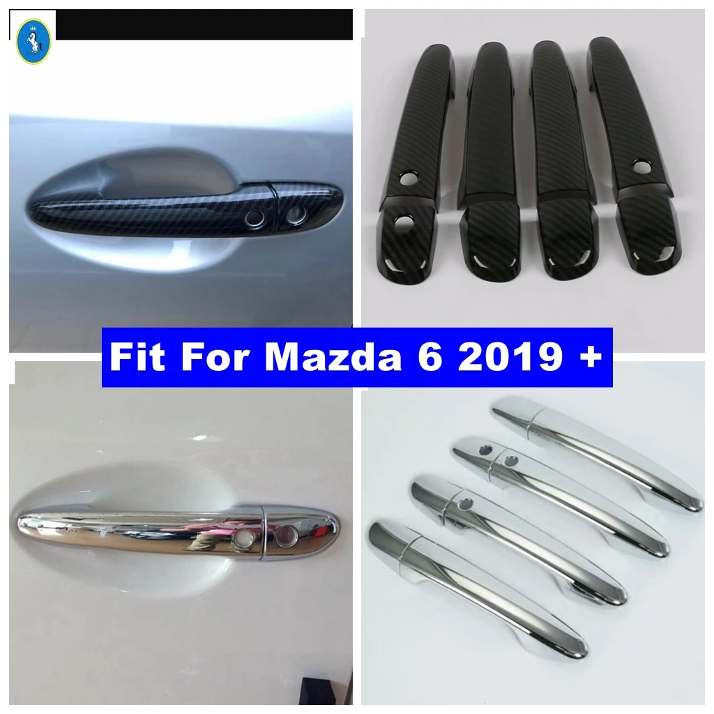 

For Mazda 6 2019 2020Car Door Pull Doorknob Handle Hand-clasping Cap Cover Trim Chrome / Carbon Fiber Look Exterior Accessories