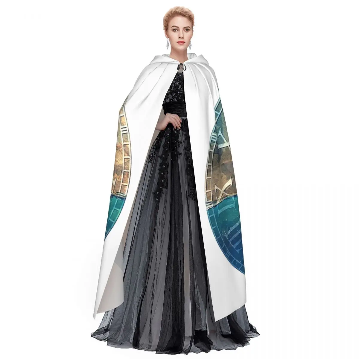 Steampunk Gears عباءة طويلة مقنعين الساحرة القرون الوسطى زي تأثيري كيب HalloweenParty الكبار للجنسين