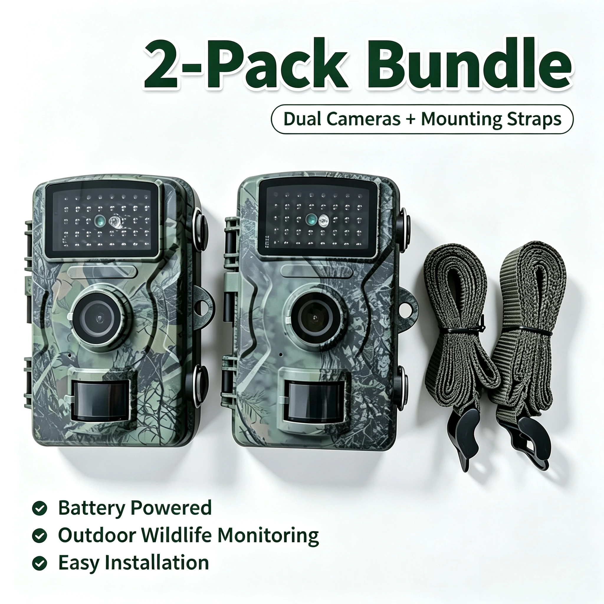 2 Pack 24MP Trail Camera 940nm No Glow Infrared Night Vision 2.0 Inch Screen Waterproof Outdoor Wildlife Hunting Deer Scouting