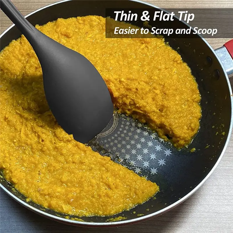 

2025+ силиконовая кухонная ложка, набор антипригарных ложек с прорезями и глубоким болтом и мерным знаком для смешивания, сервировки