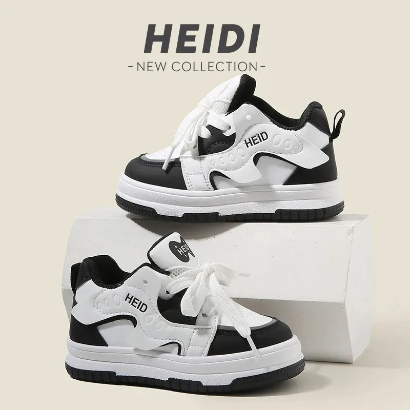 春秋男の子カジュアルボードシューズフロントレースアップハイカット子供用ソフトソールスニーカー女の子軽量通気性ホワイトシューズ