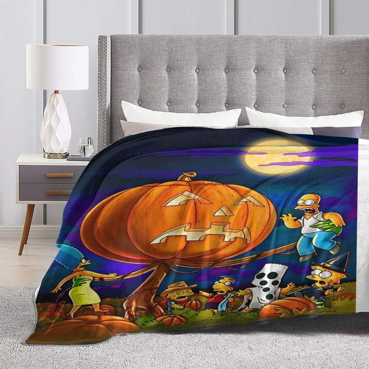 The S-Simpsons Warm Blanket Halloween Picnic Plush Bedding Throws Pattern Bedroom Flannel Bedspread Sofa Bed Cover